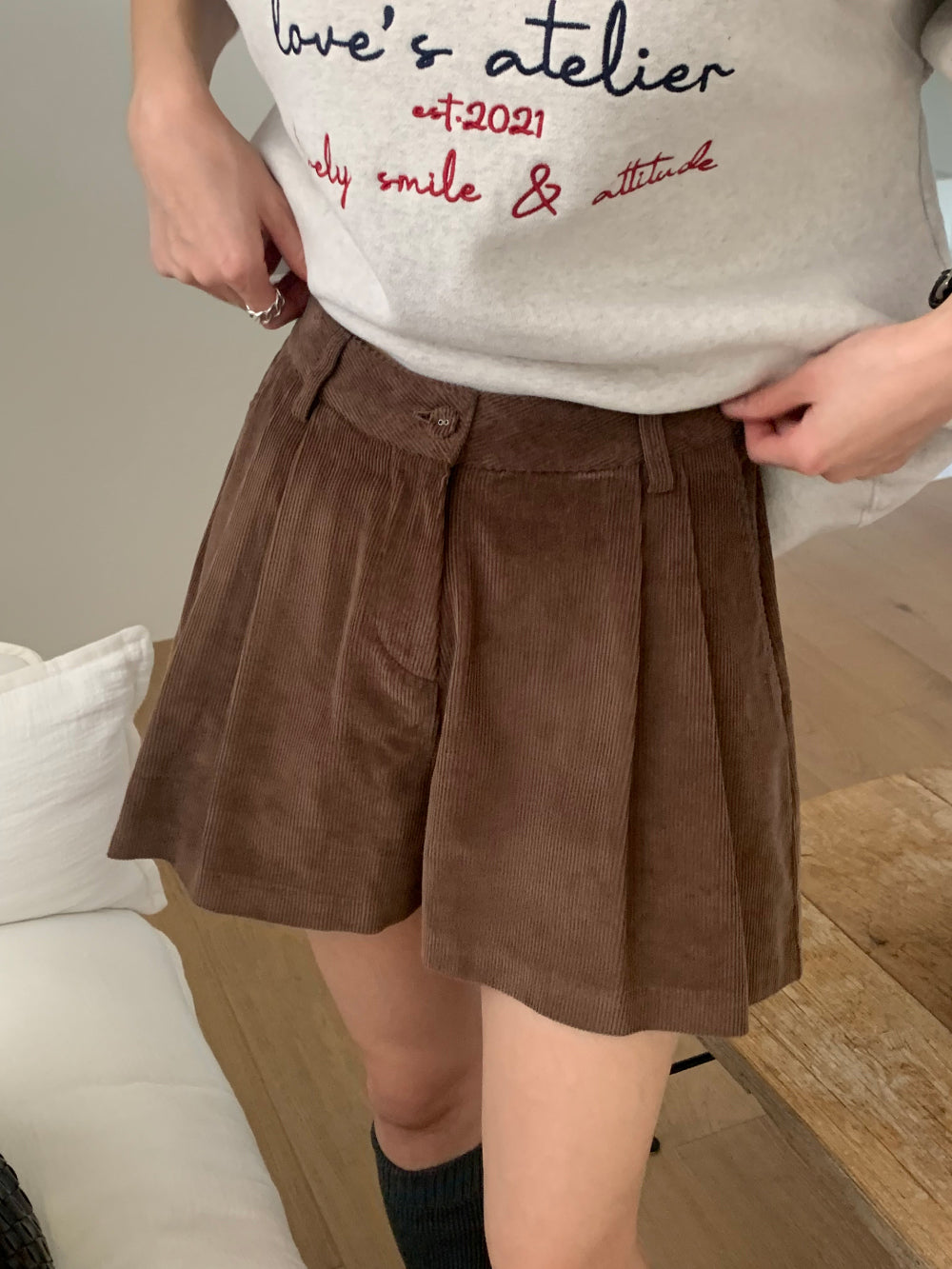 Picaboo corduroy shorts-2col