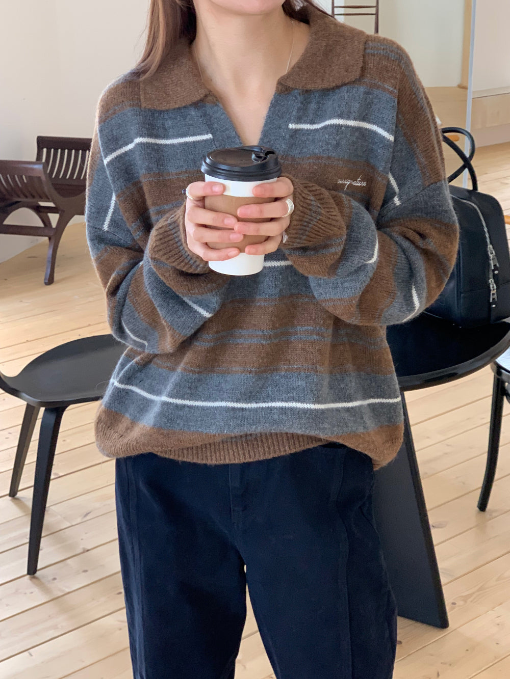 Swan s.t collar knit-2col