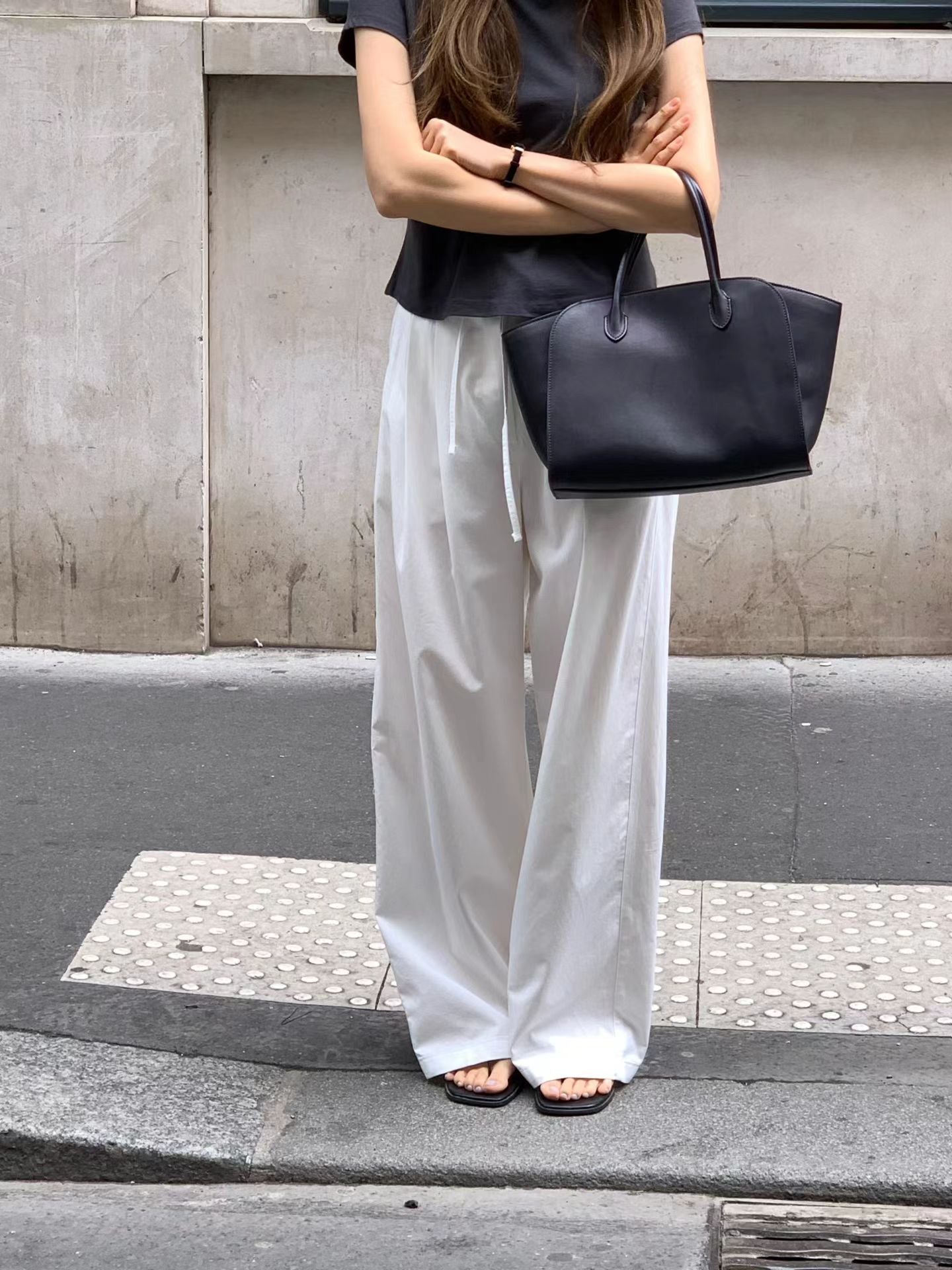 beige即納 Ounce twus tuck pants-2col