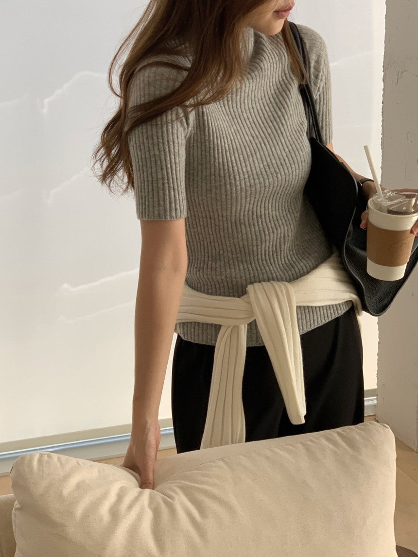 cashmere mockneck half knit-5col