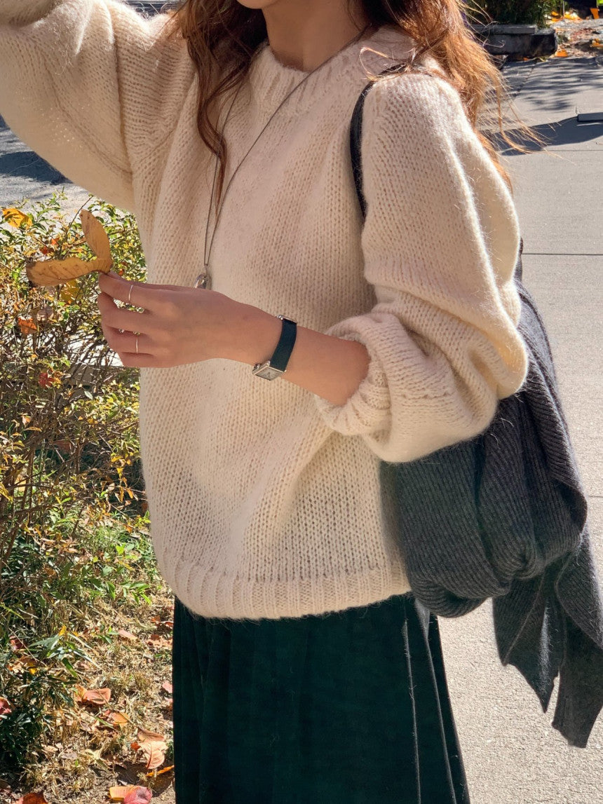 balloon alpaca oversize pullover knit-3col