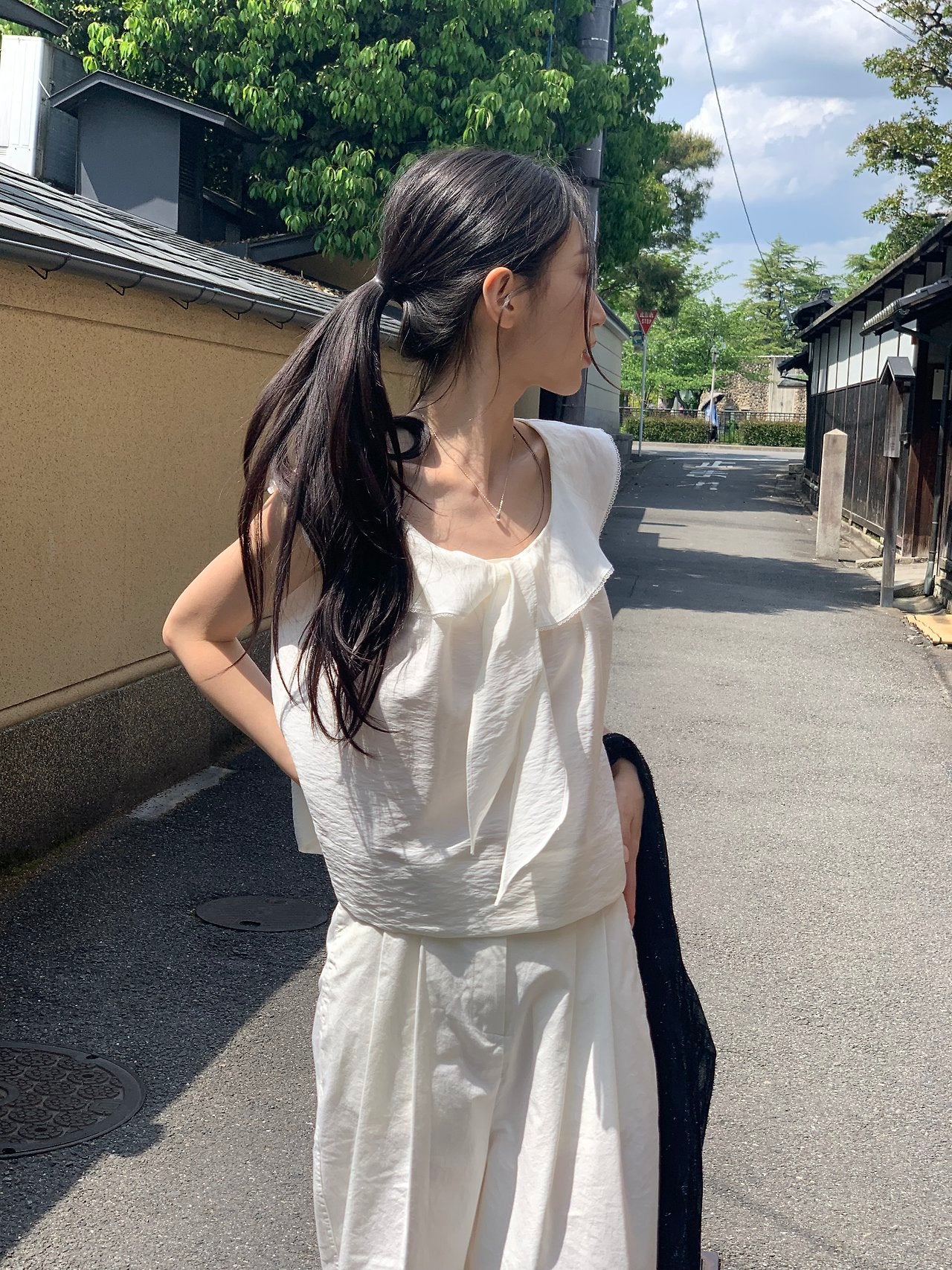 Lua ribbon frill blouse