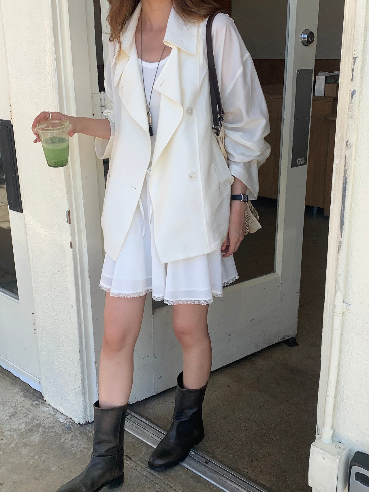 Michel soft short trench jacket-2col