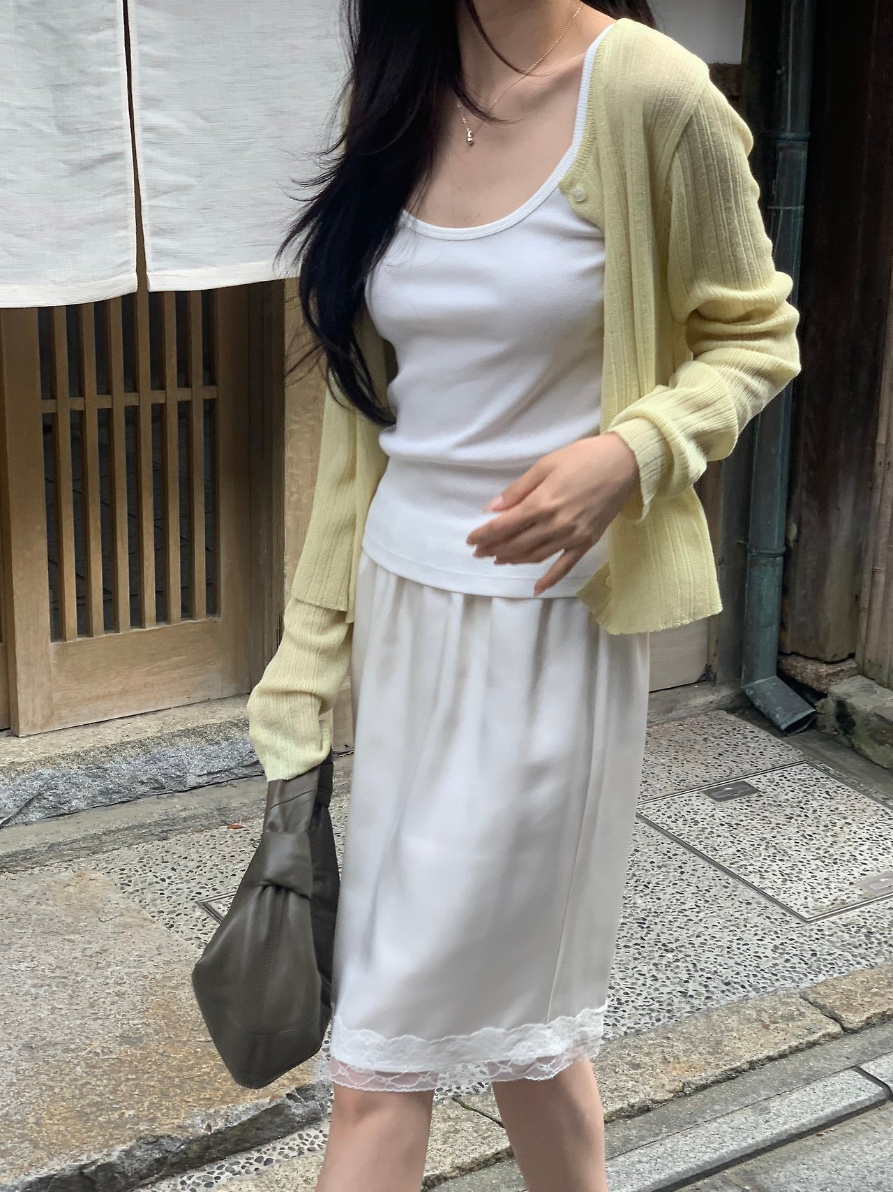 Flex ribbed round cardigan-3col
