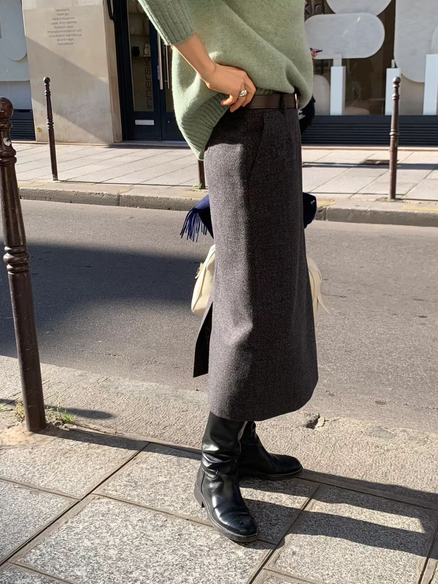 Ounce kelly wool midi skirt-3col