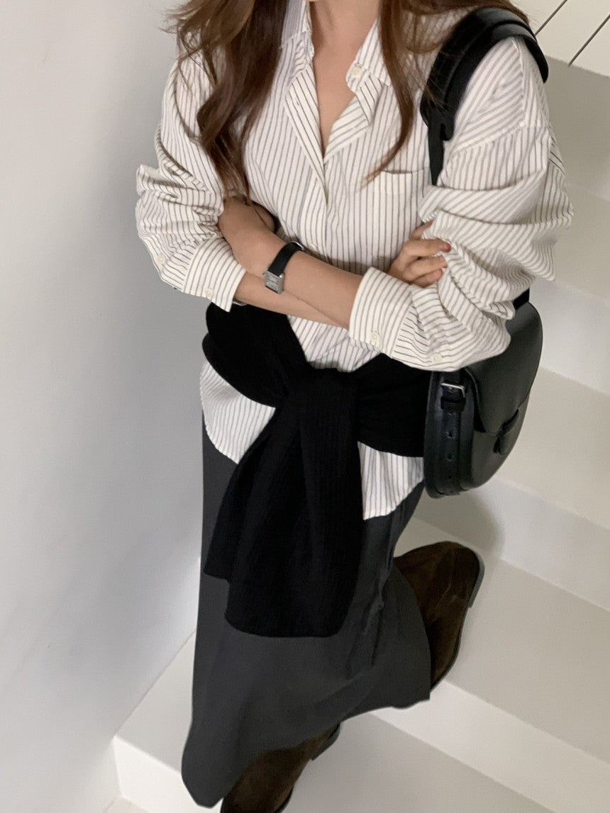 Ore pin stripe shirt-2col