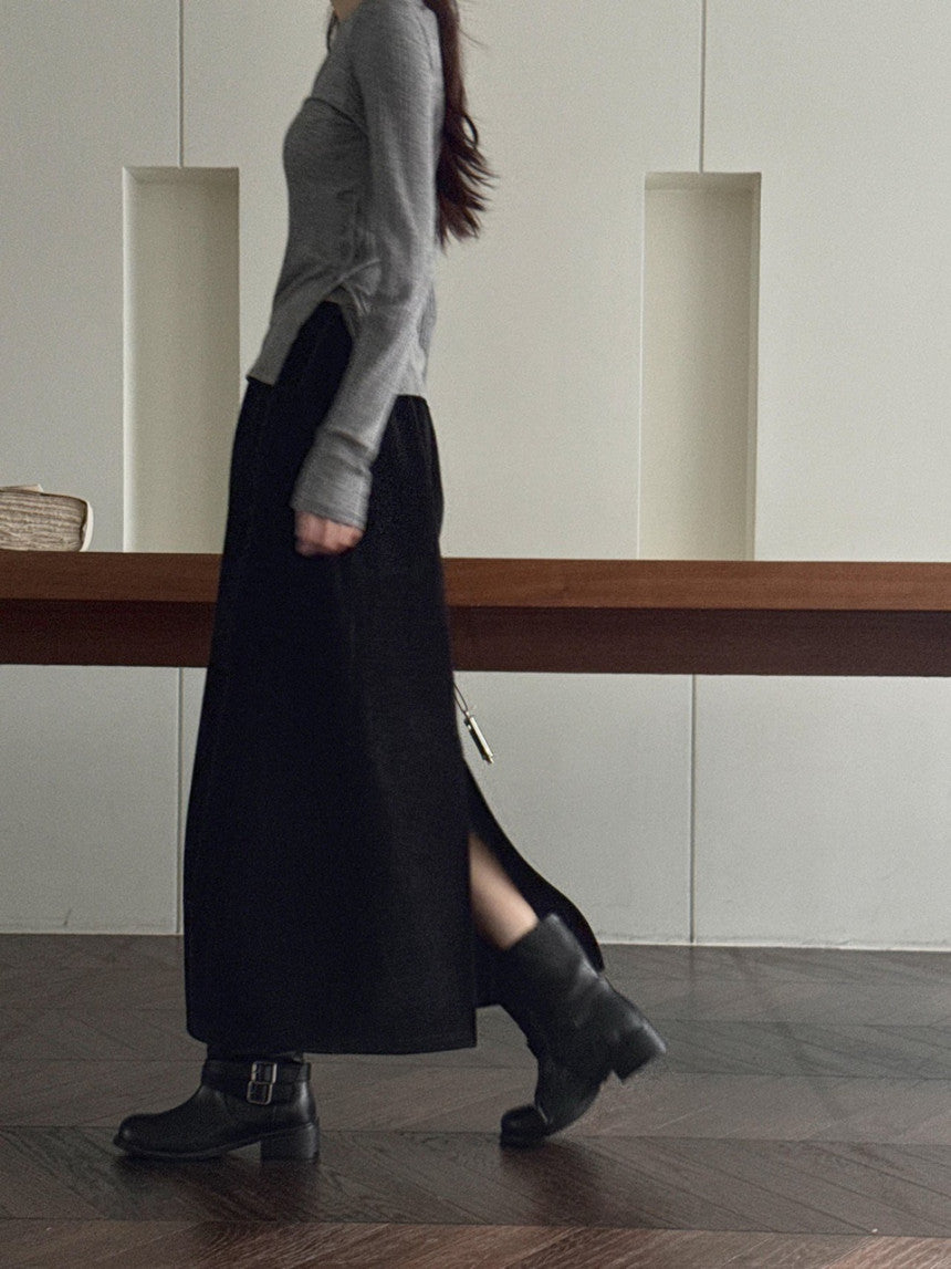 Brownie rib skirt-4col