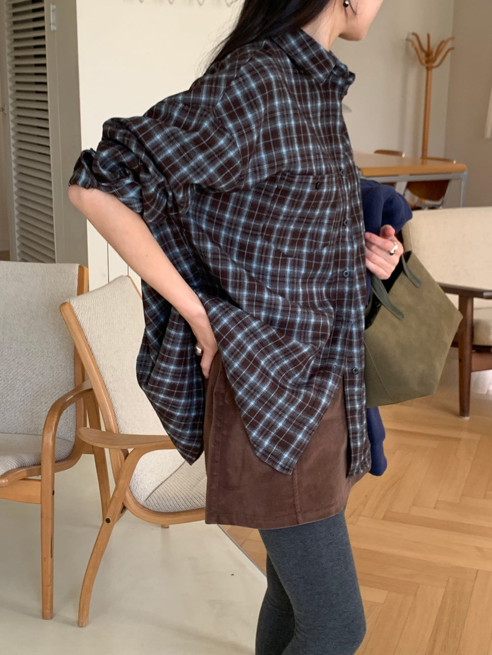 tan check gimo shirt-3col