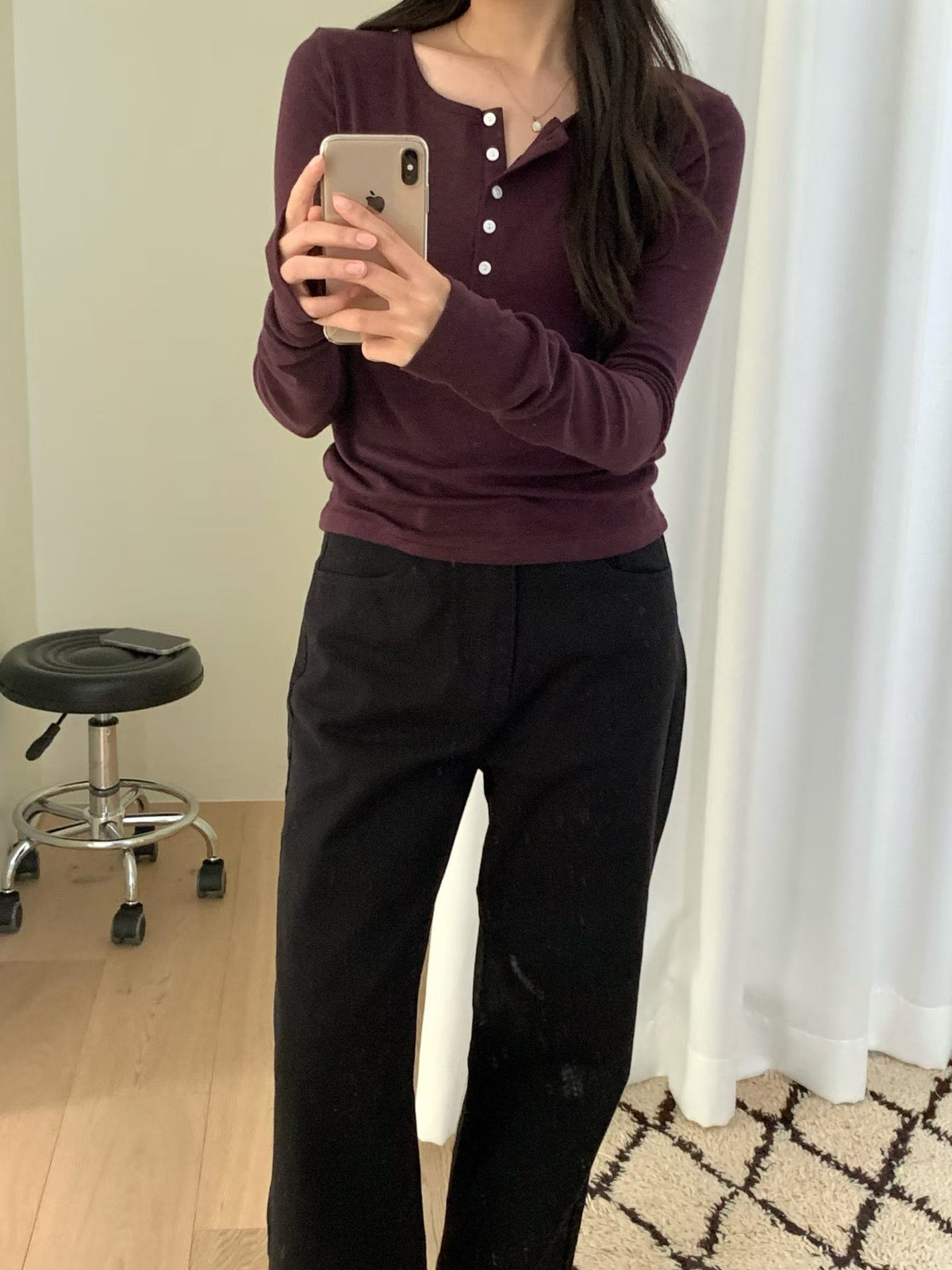 Plum long T-4col
