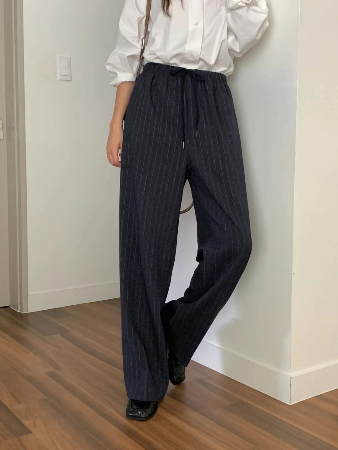 wool stripe slacks-2col/ショート丈あり