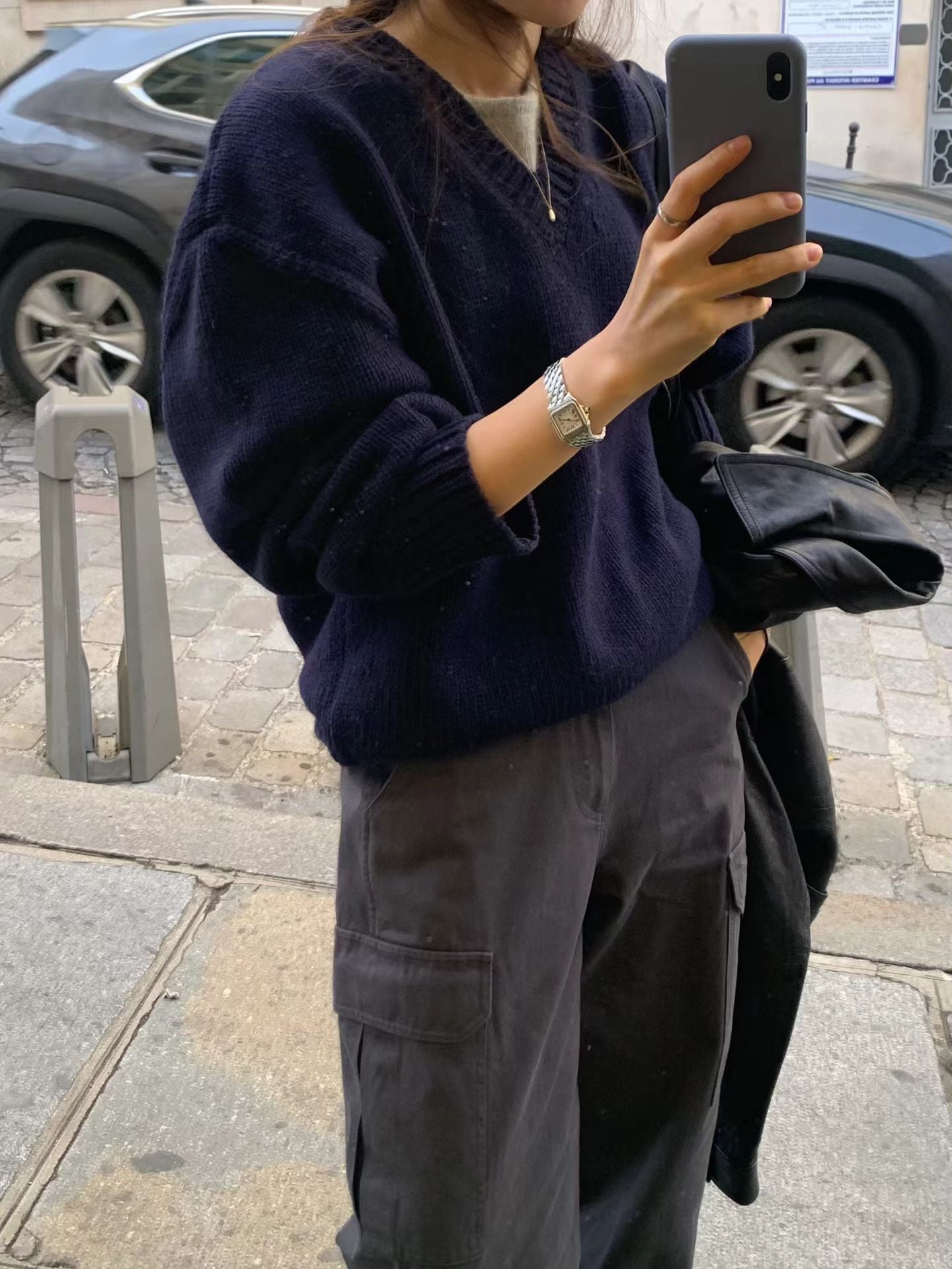 Ounce ron v neck knit-2col