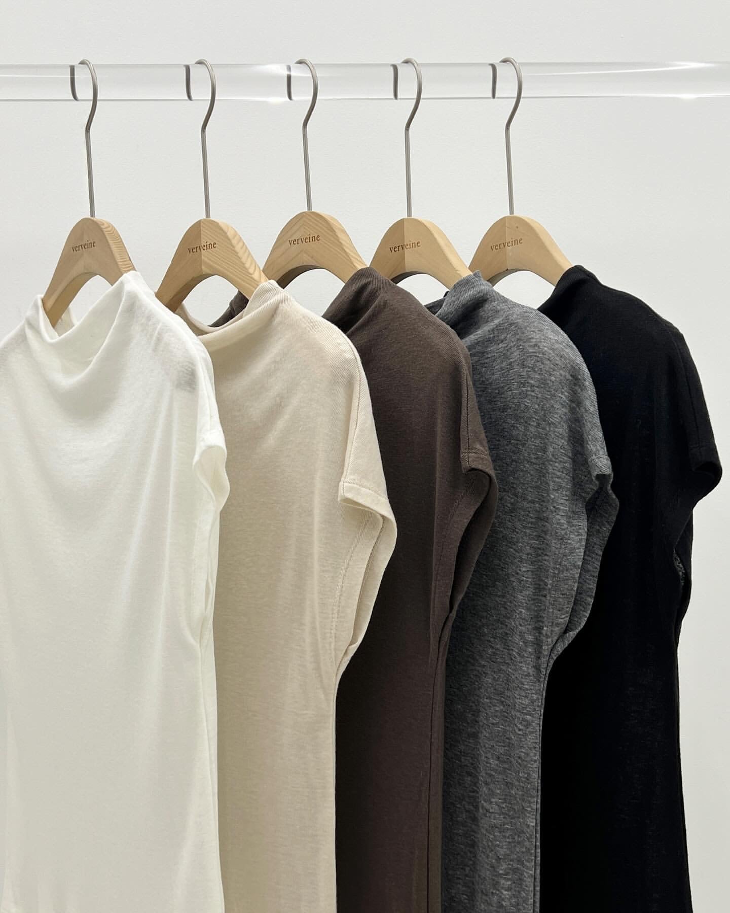 Mock-neck wool tencel drop shoulder T-4col