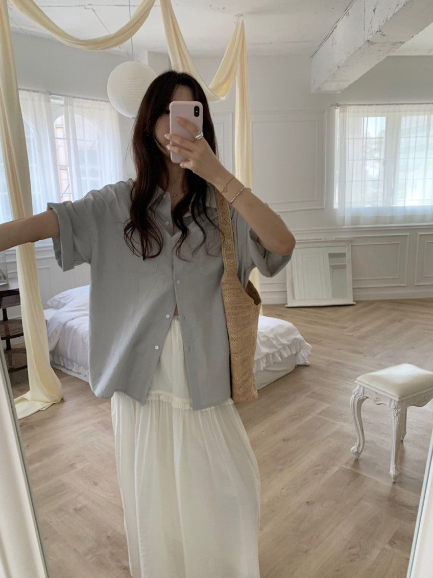 boy fit linen shirt-4col