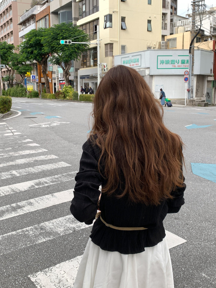 Amel pleats round cardigan-2col