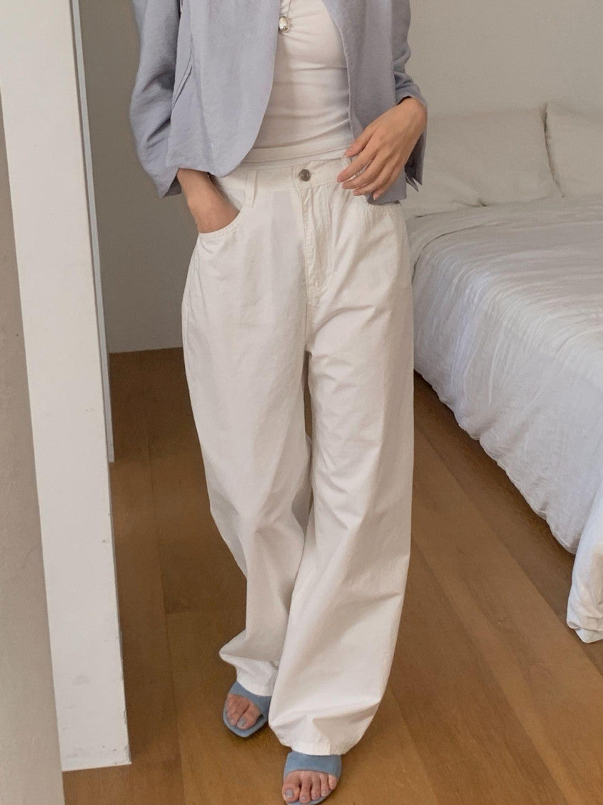 cotton wide pants-2col