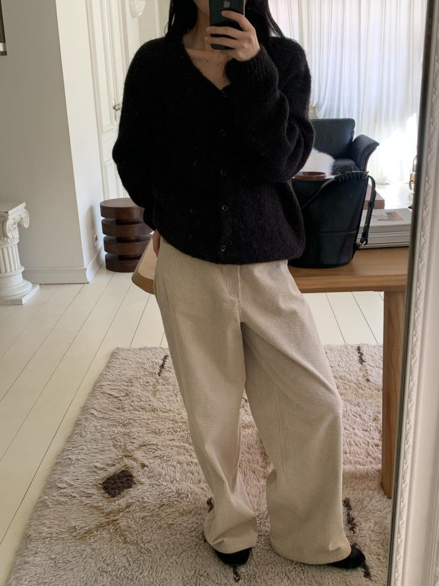 Pony wool 2way v-knit cardigan-3col