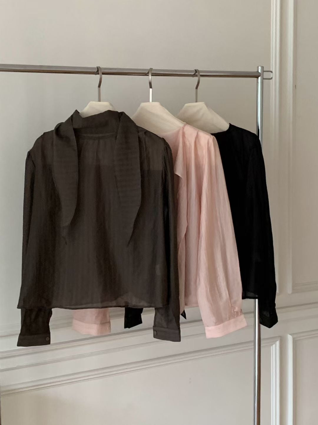 Rose scarf blouse-3col