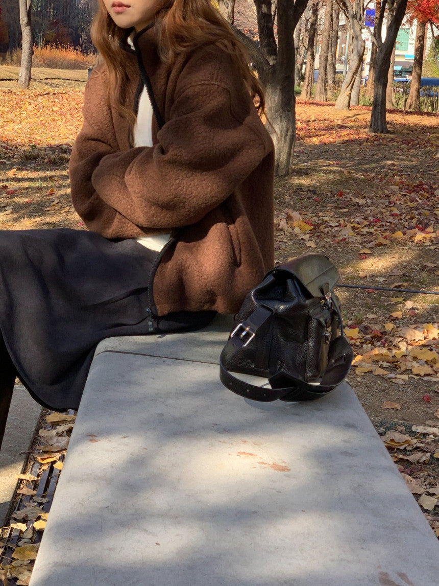 Cris fine wool dumble zip up jumper-3col