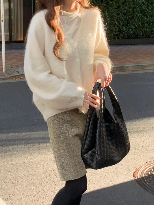 Ounce alpaca volume wholega cardigan-2col