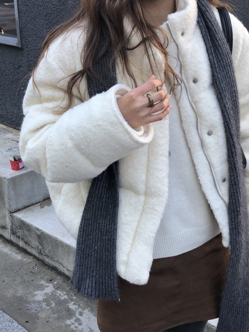 Bigben alpaca tweed duckdown short padding-2col