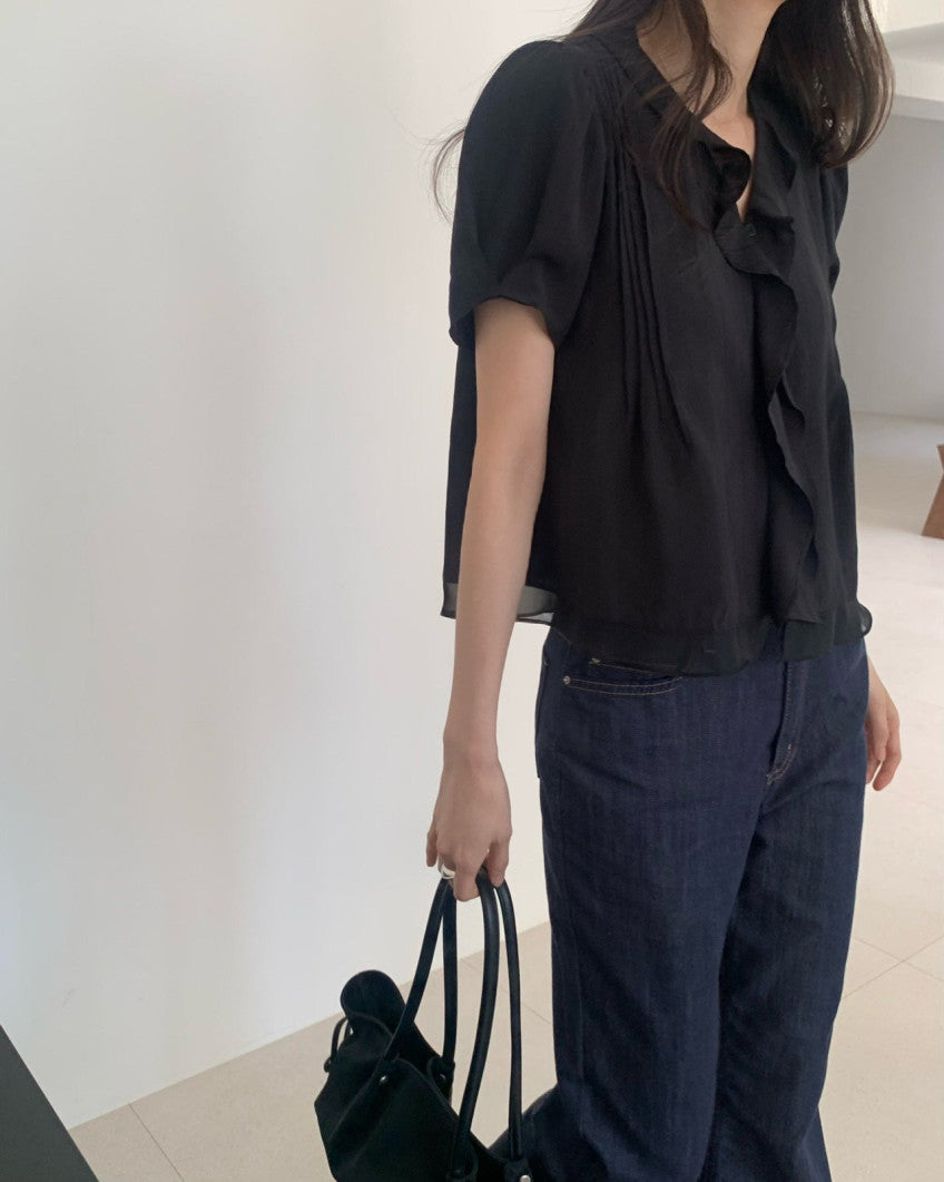 mori pintuck blouse-2col