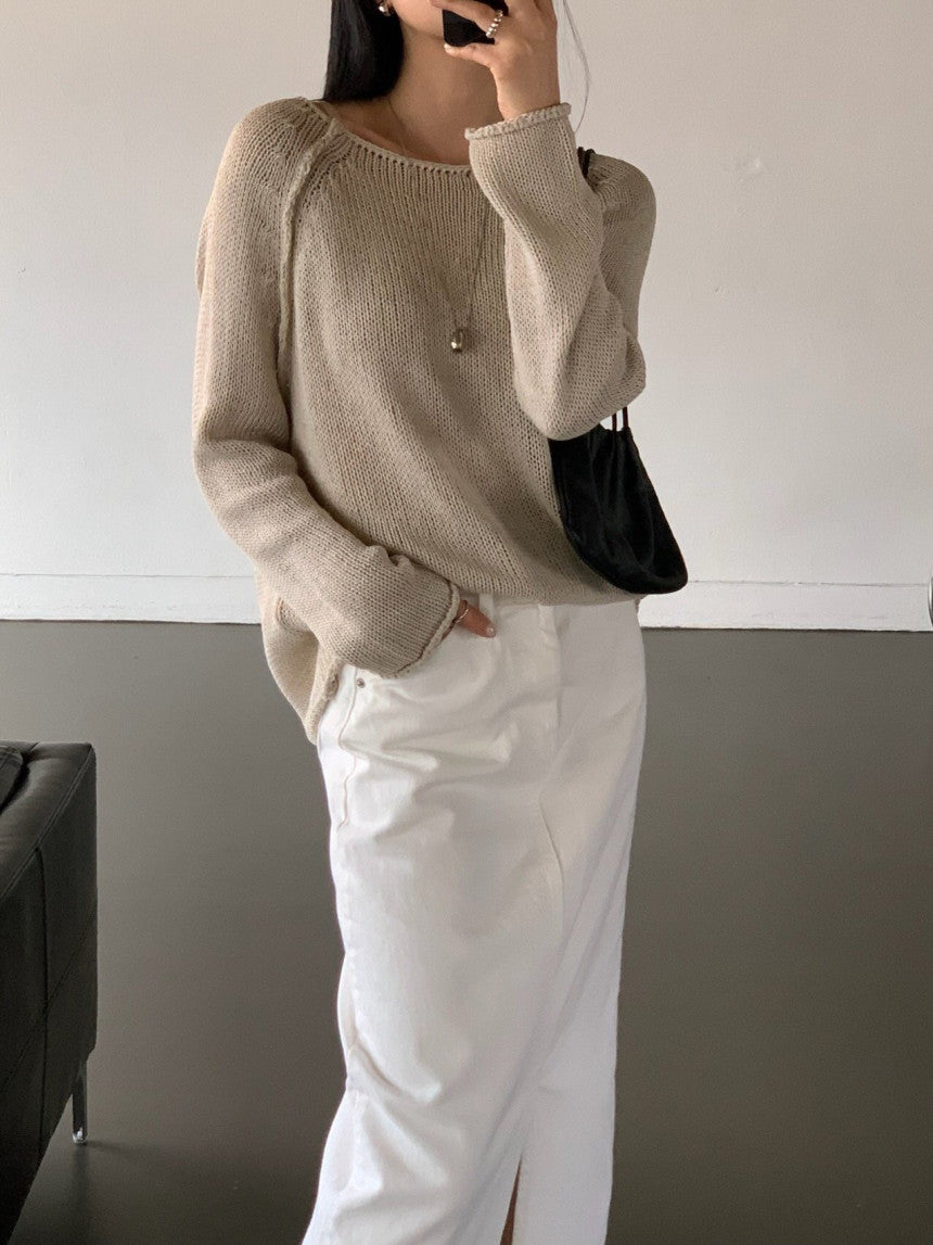 ivory即納 bread linen knit-4col