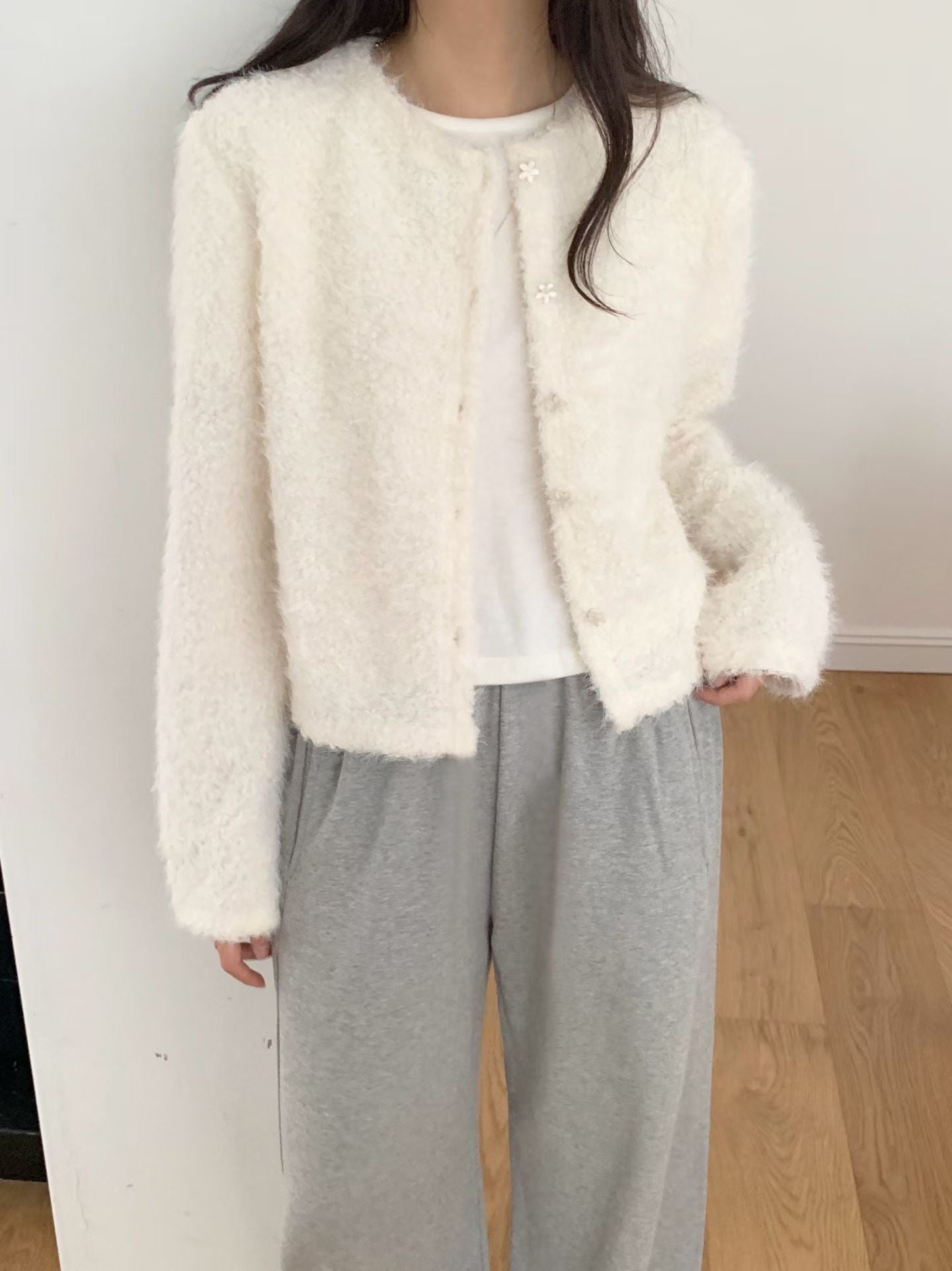 Teddy boucle cardigan-2col