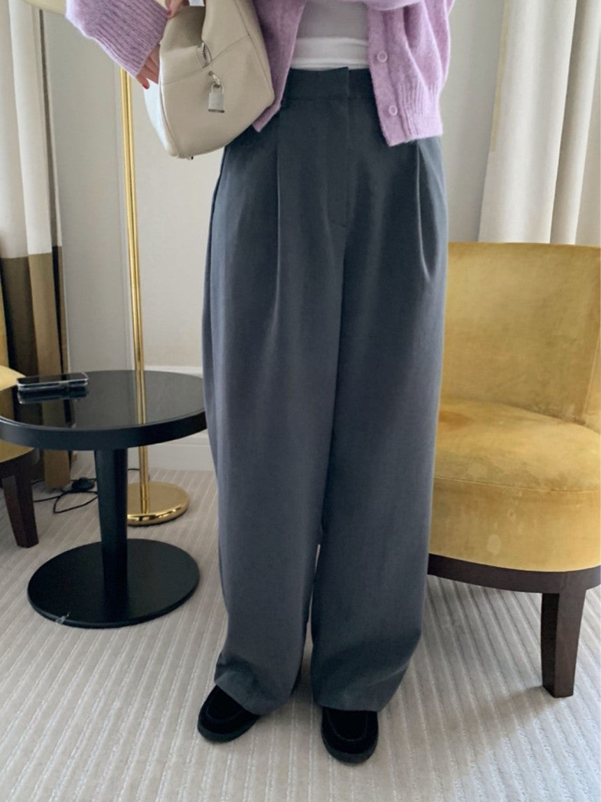 Tei wool semi wide slacks-2col/ショート丈あり
