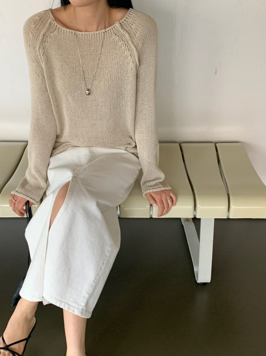 ivory即納 bread linen knit-4col