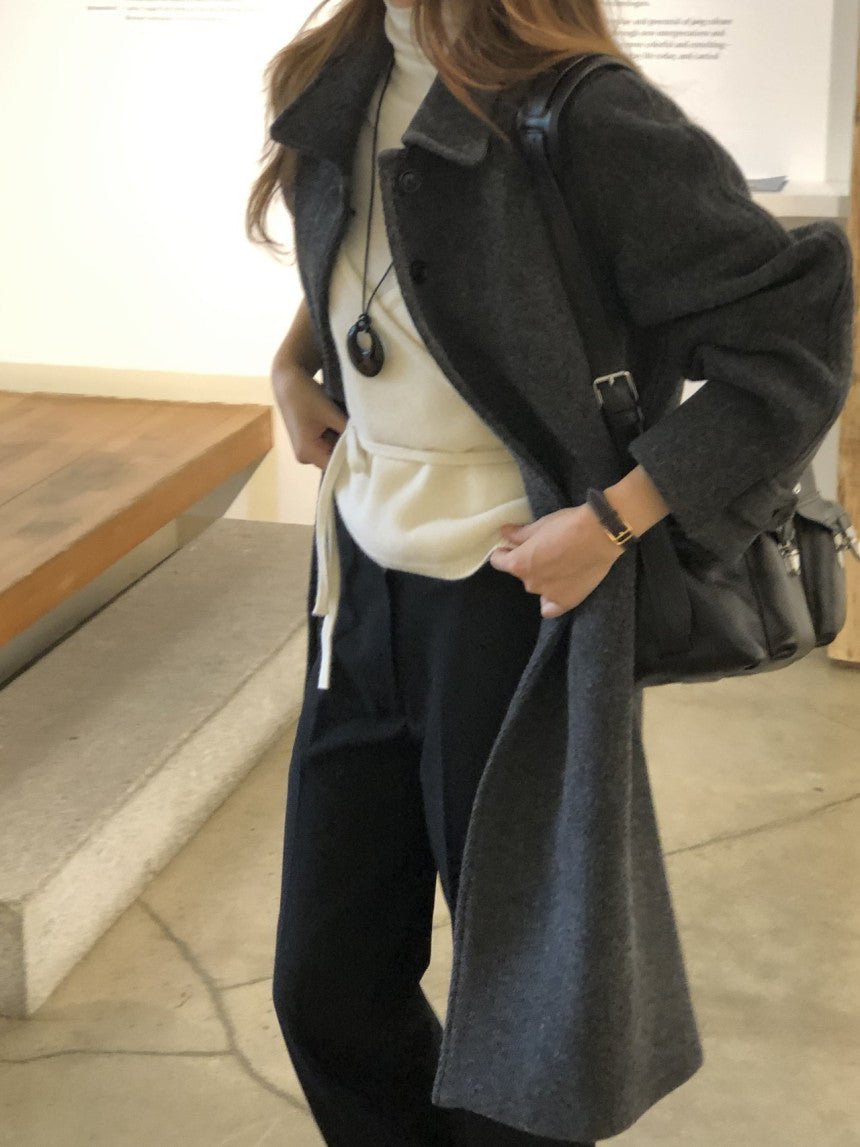 Luce wool twill melange coat-2col