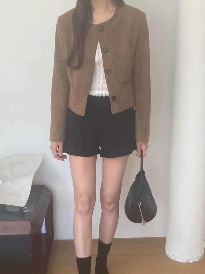 Suede round jacket