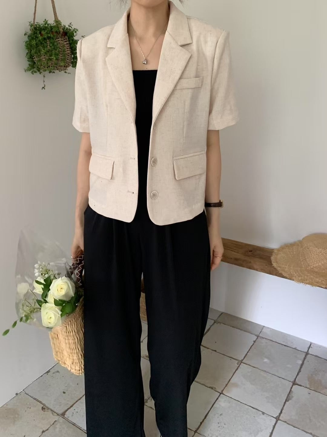 if pintuck wide banding pants-3col