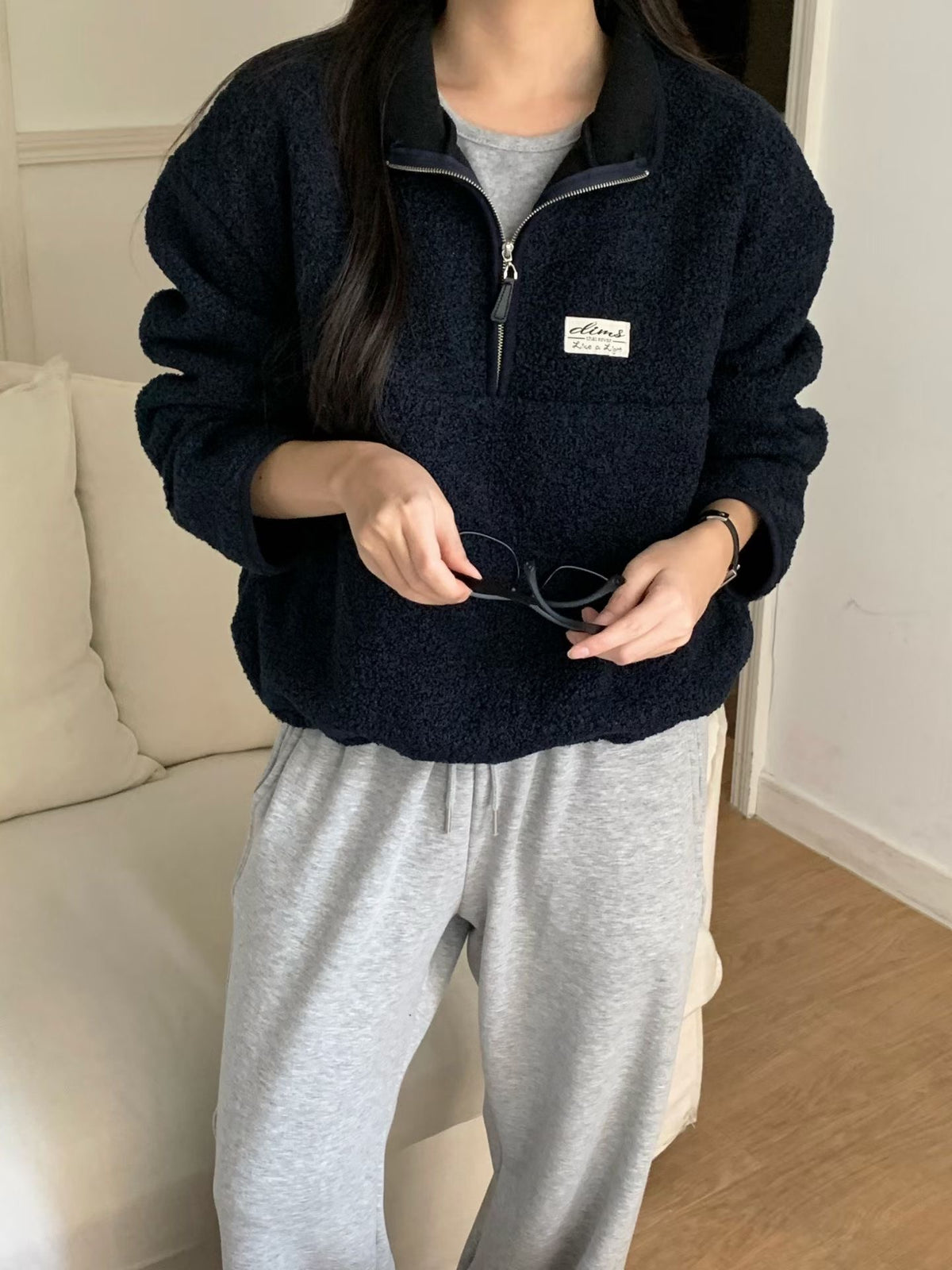 Fombing fleece half zip up-4col
