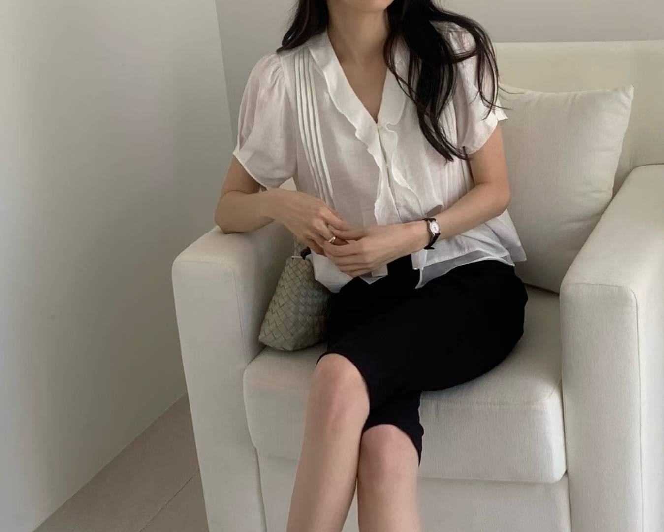mori pintuck blouse-2col