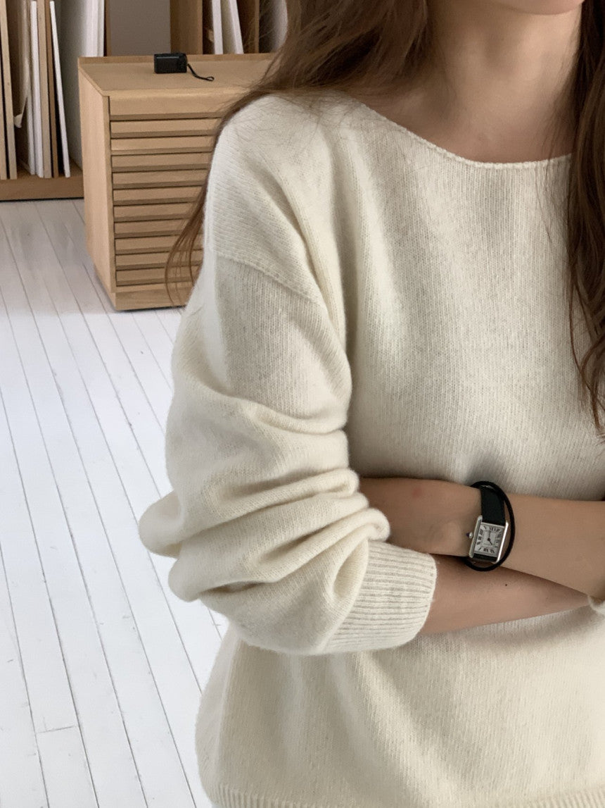 Elin cashmere wholega boat neck knit-4col