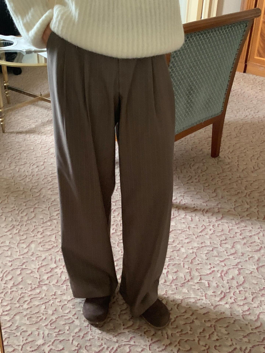 liter bound wool stripe slacks-2col