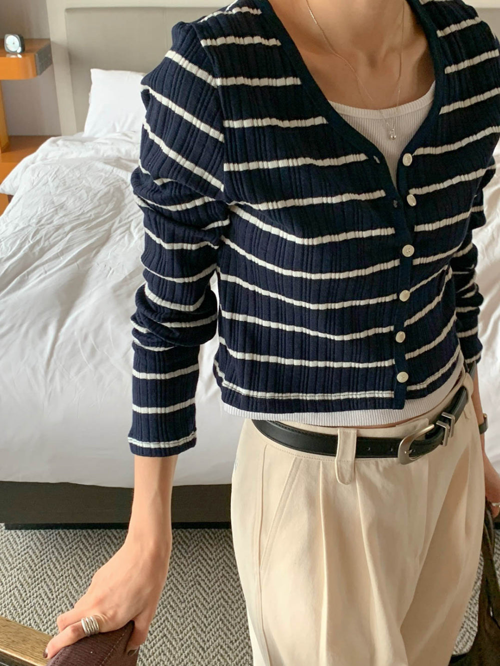 navy即納 mimosa cardigan-3col