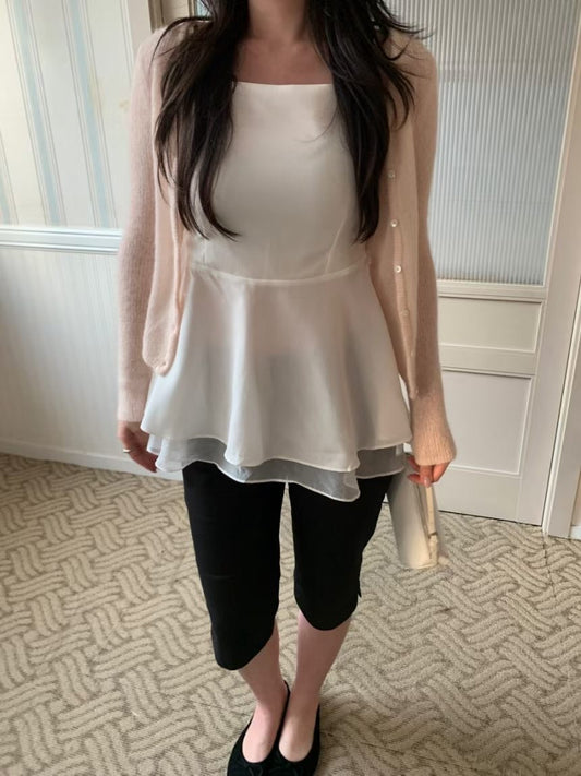 Chiffon layered bustier-2col