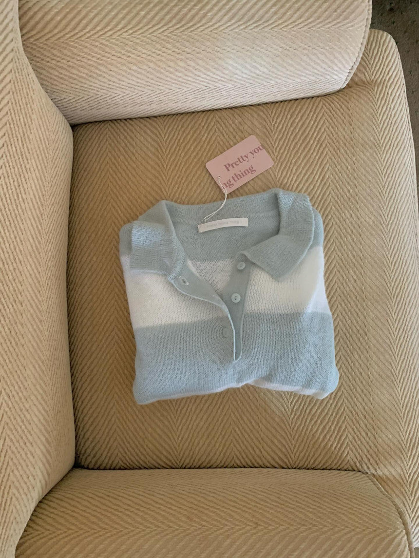 Muffin stripe knit-2col