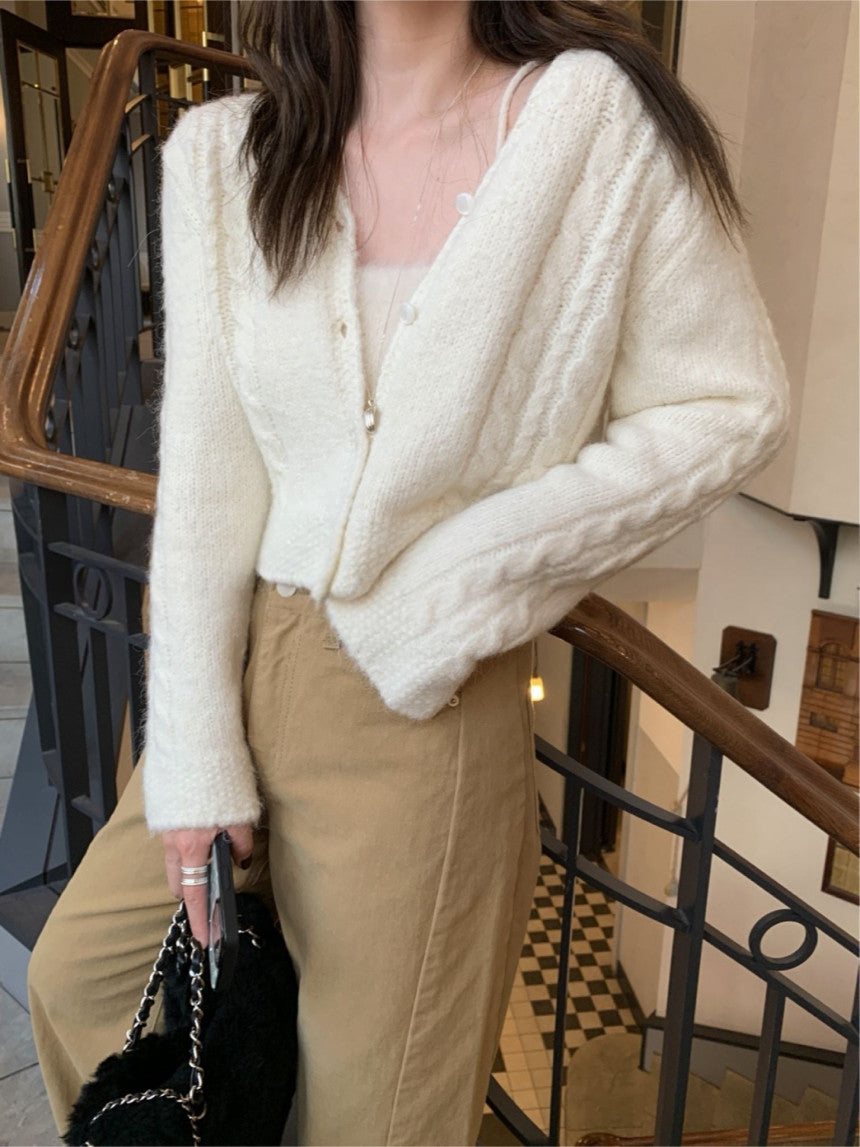 Powder cable cardigan-3col