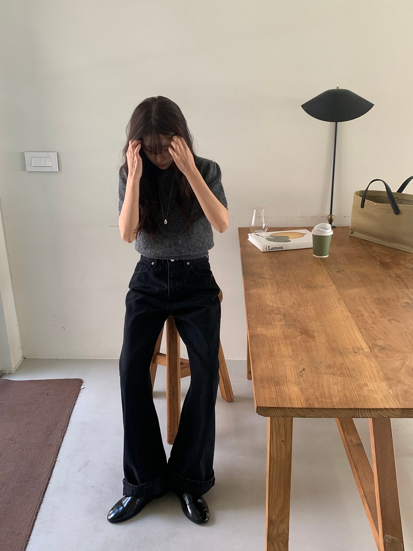 black wide denim