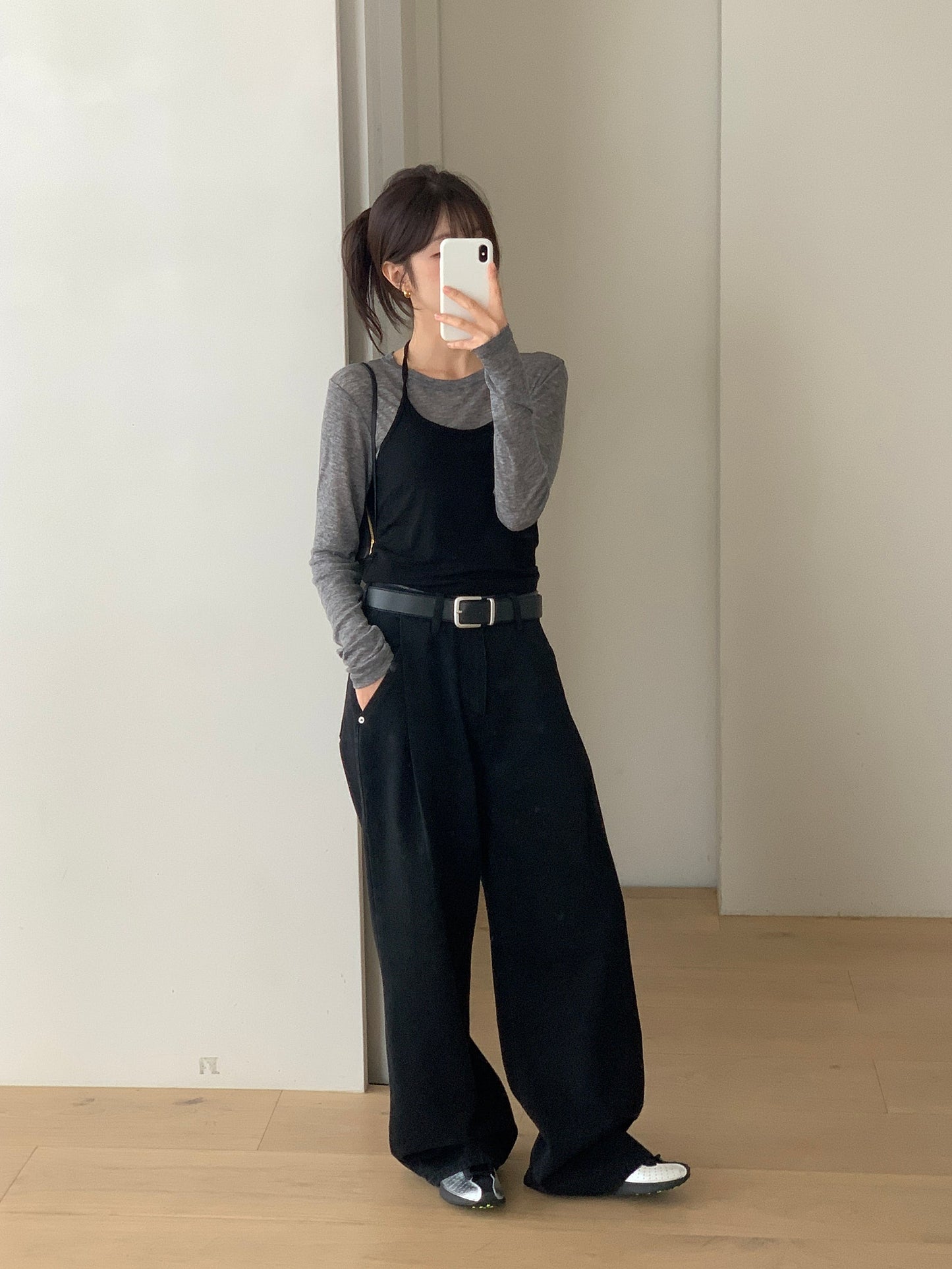 pintuck wide denim