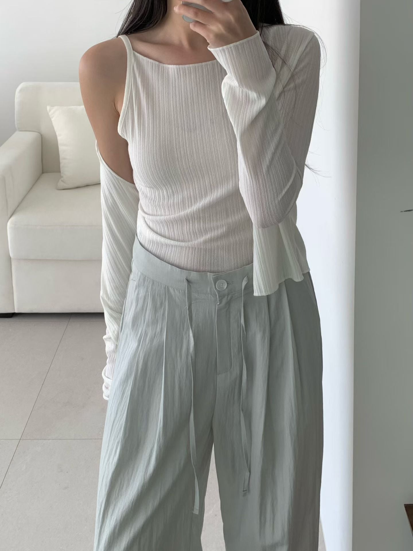 Very sleeveless&cardigan set-2col