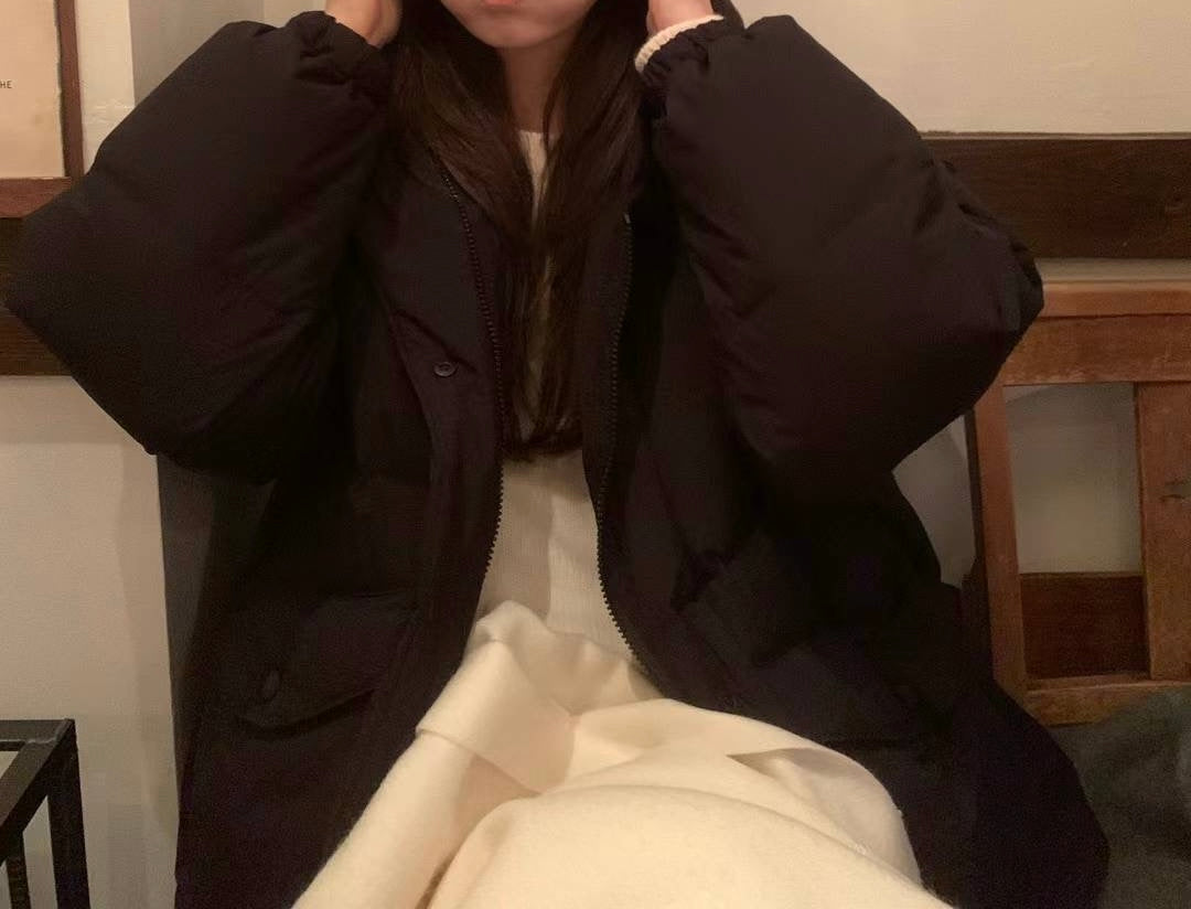 Ounce pocket hood duck down jumper-2col