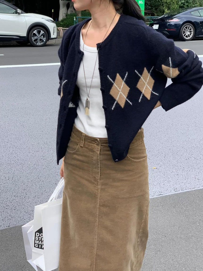 Argyle cardigan-3col