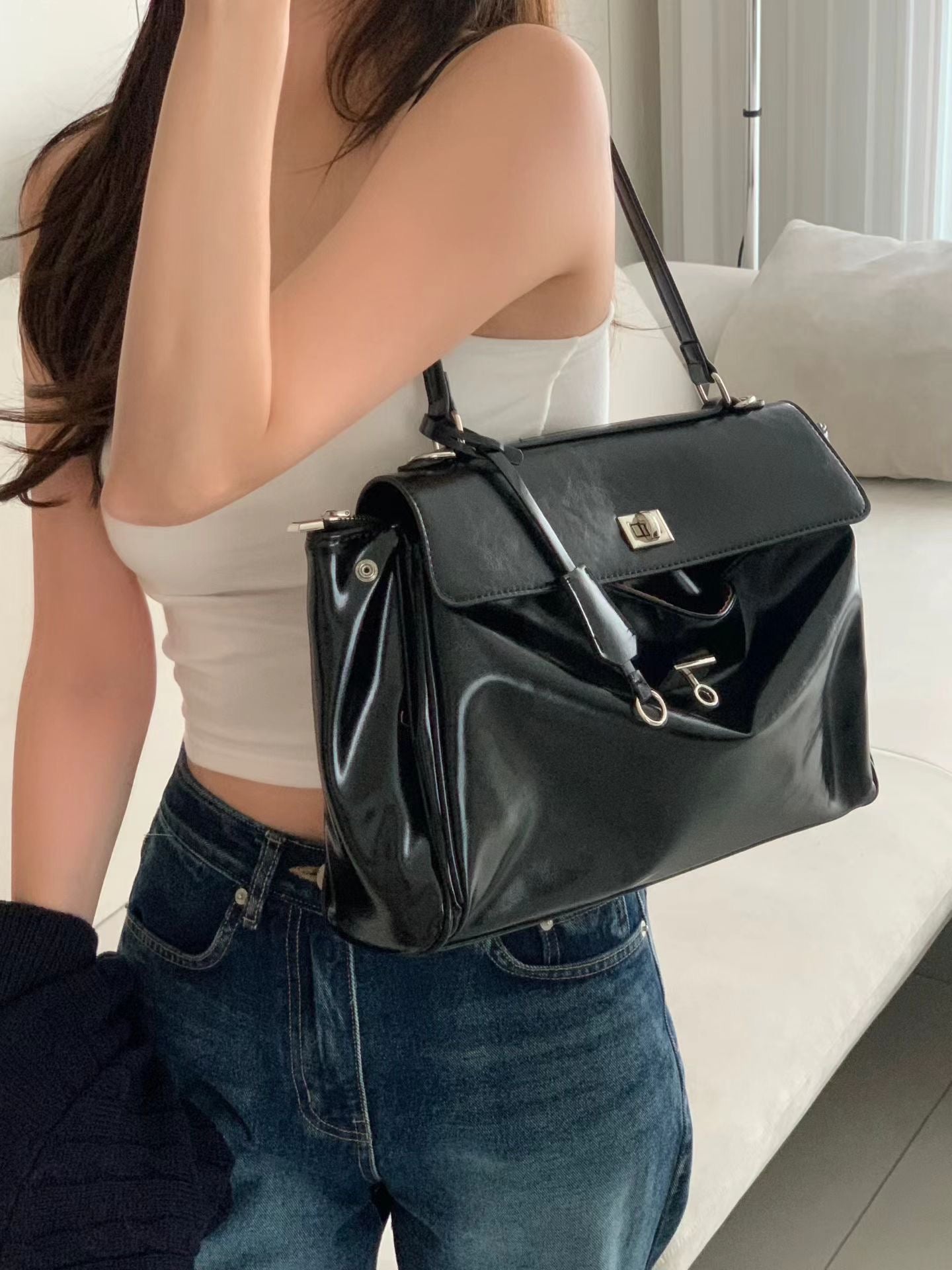 black square shoulder bag