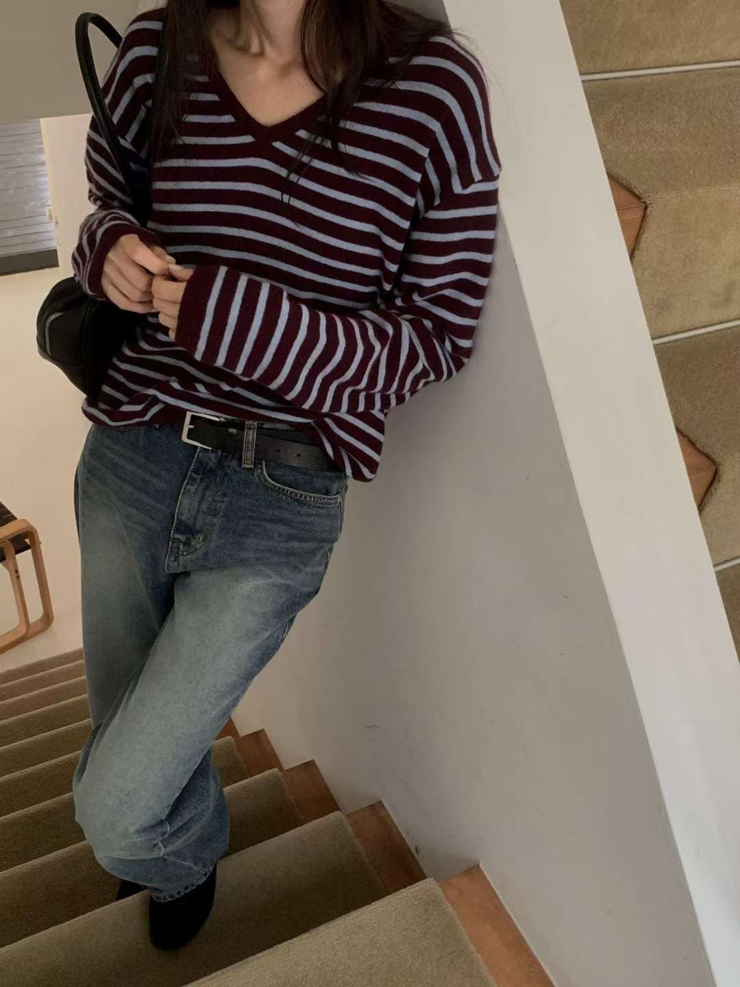 s.t v neck knit-3col