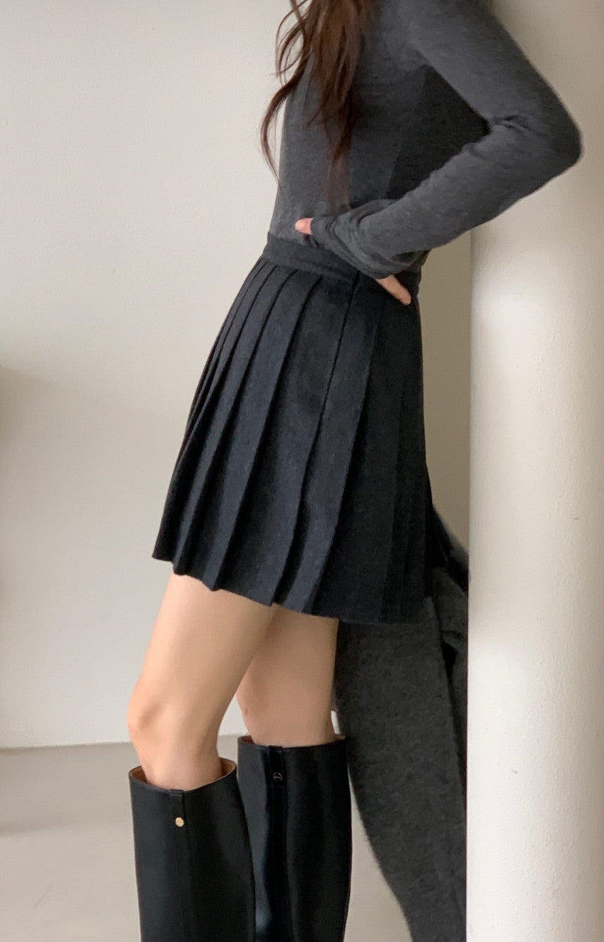 classic wool skirt-3col