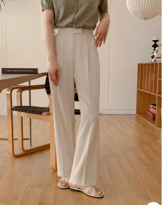 Summer linen semi-wide slacks-4col/ショート丈あり