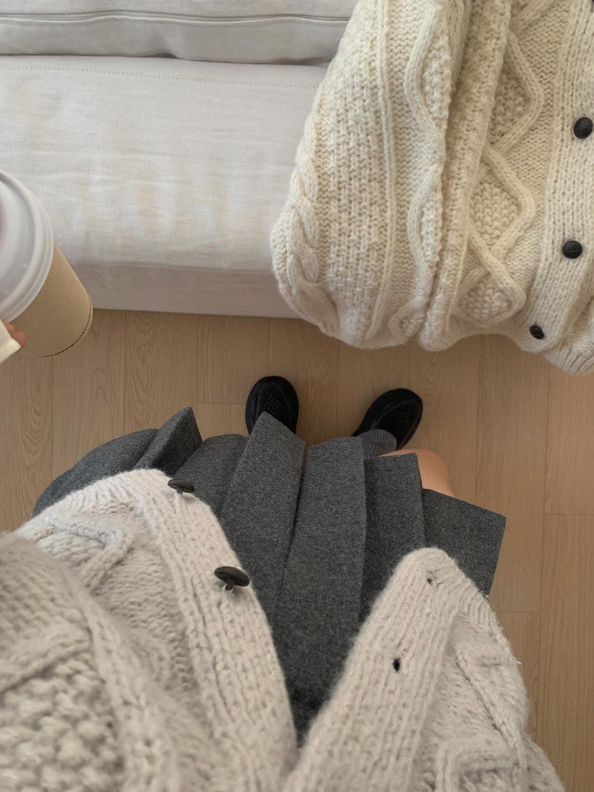 liter house wool cable cardigan-2col